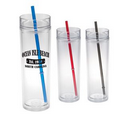 16 Oz. Tower Tumbler Bottle w/ Straw